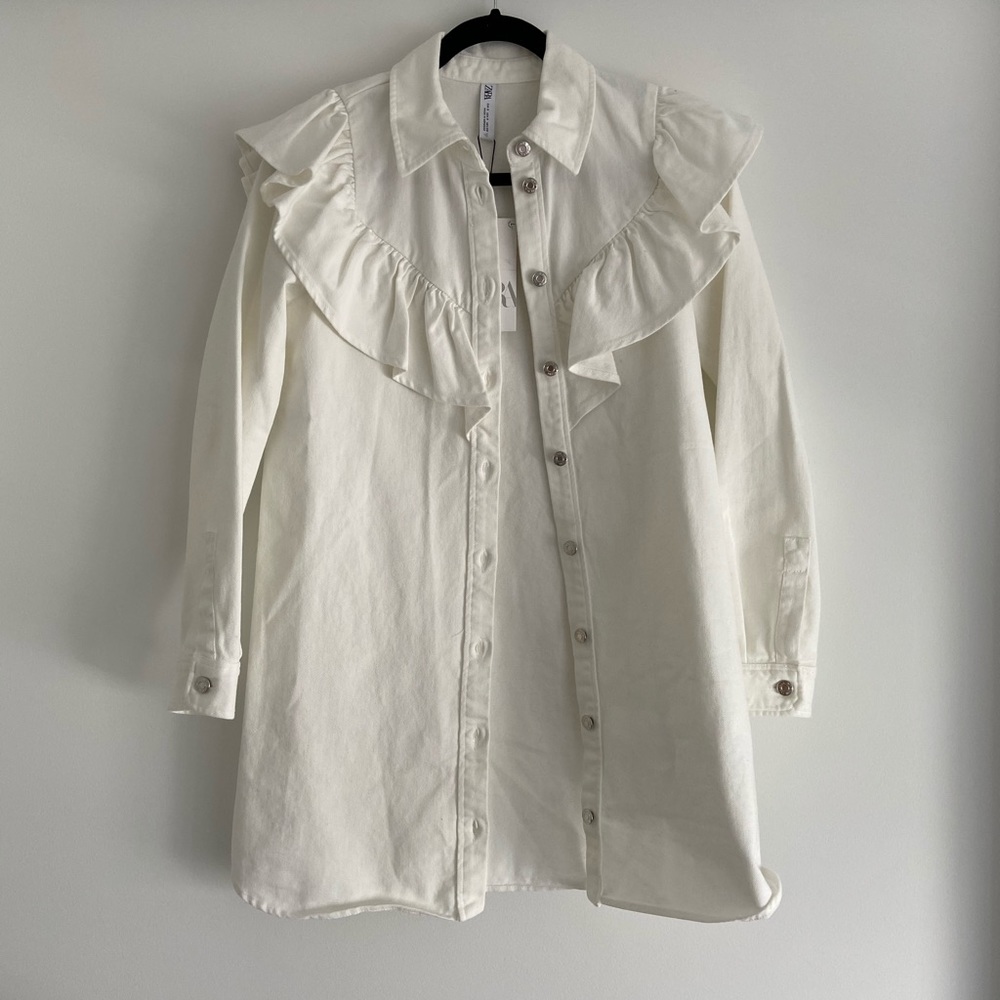 NWT Zara Shirt Collar Denim Mini Dress